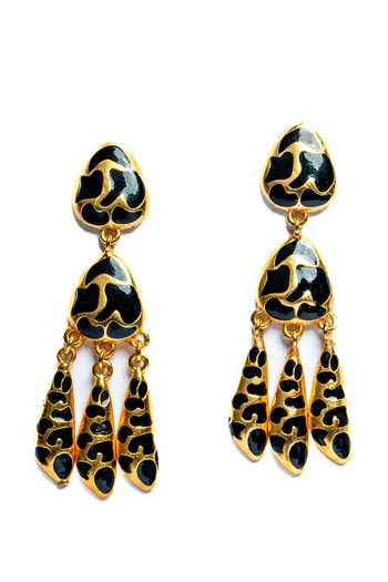 Bauble Bazaar_Black Nine Lives Dangler Earrings _Online_at_Aza_Fashions