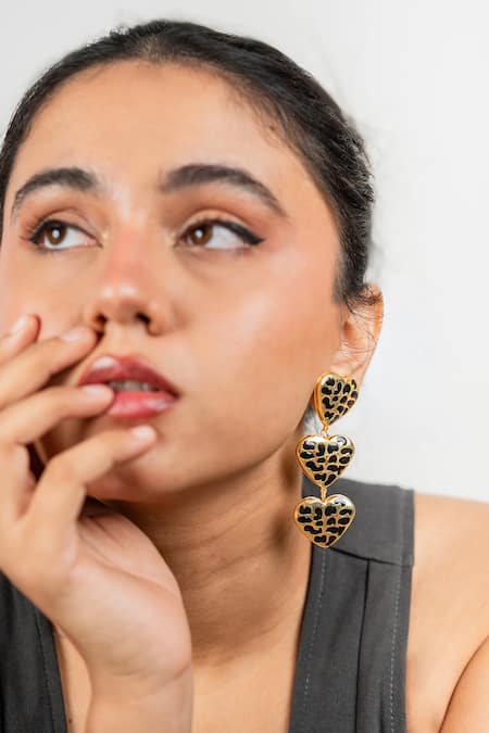 Bauble Bazaar_Black Wildly Yours Dangler Earrings _Online_at_Aza_Fashions