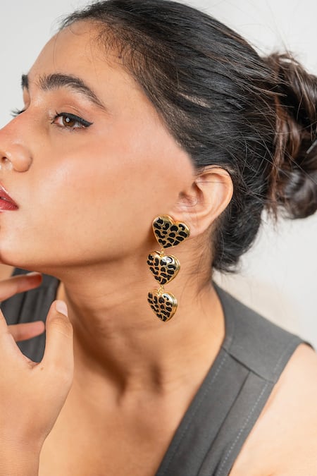 Bauble Bazaar_Black Wildly Yours Dangler Earrings _at_Aza_Fashions