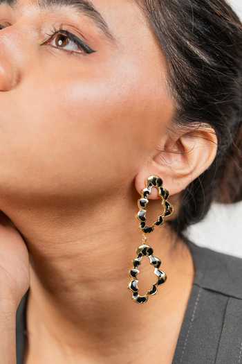 Shop Bauble Bazaar Black Wild Mark Drop Earrings Online at Aza Fashions Shop_Bauble Bazaar_Black Wild Mark Drop Earrings _Online_at_Aza_Fashions