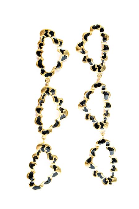 Bauble Bazaar_Black Catwalk Echo Dangler Earrings _Online_at_Aza_Fashions