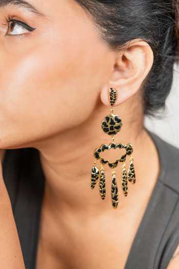 Shop_Bauble Bazaar_Black Sassy Scratch Statement Earrings _Online_at_Aza_Fashions