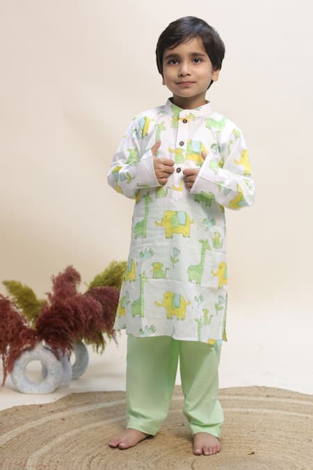 Kalp Safari Sketch Print Kurta Set 