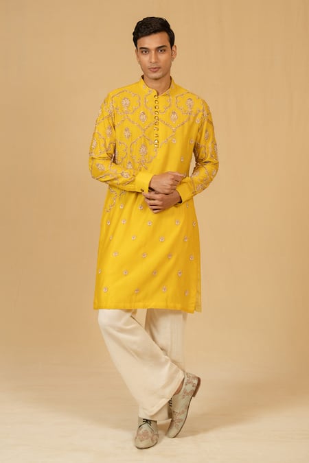 Gaurav katta Silk Chanderi Embroidered Kurta & Pant Set