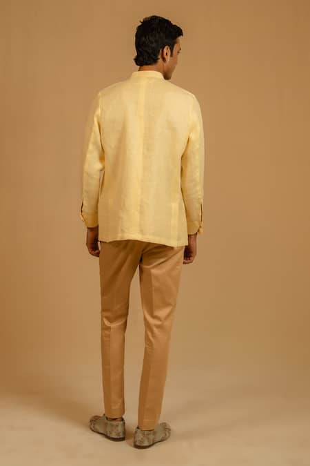 Gaurav katta Zardozi Work Linen Bandhgala