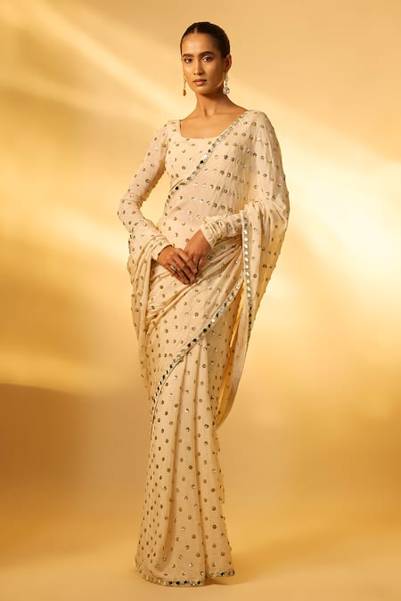 Vana Ethnics Sequin Work Pre-Draped Saree Set 