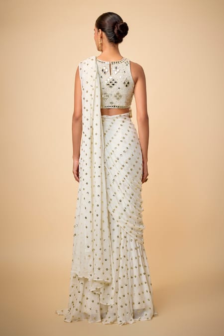 Vana Ethnics Sequin Work Pre-Draped Saree Set 