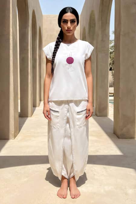 Anmol Kakad Circle Patch Work Top With Skirt 