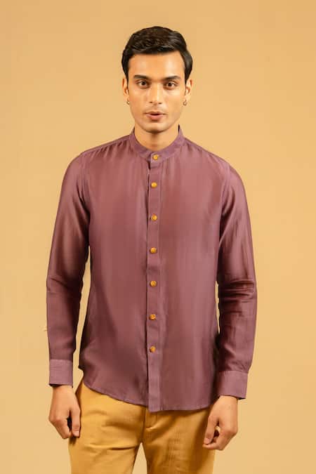 Buy_Gaurav katta_Pink Silk, Chanderi Shirt 