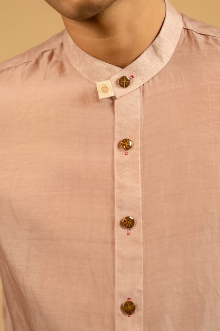Buy_Gaurav katta_Pink Silk, Chanderi Shirt 