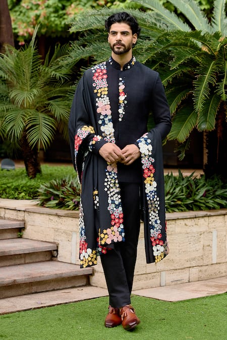 Sahil Kochhar Rudit Matka Silk Bandhgala Set 