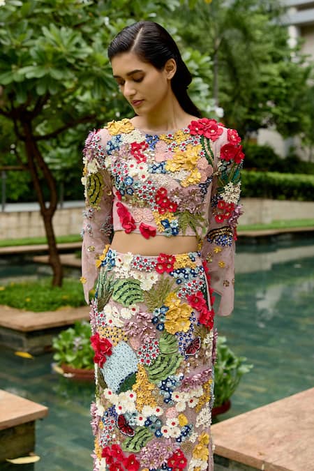 Sahil Kochhar Yugam Applique Work Top & Skirt Set
