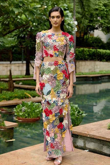 Sahil Kochhar Yugam Applique Work Top & Skirt Set