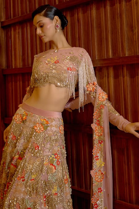 Sahil Kochhar Aangi Silk Soft Net Lehenga Set
