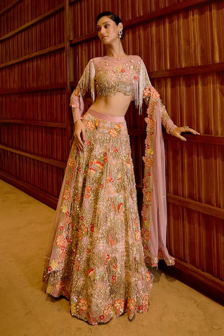 Sahil Kochhar Aangi Silk Soft Net Lehenga Set