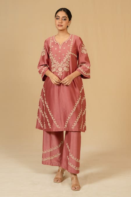 Gaurav katta Embroidered Silk Chanderi Kurta & Pant Set