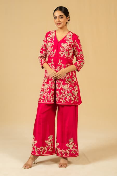 Gaurav katta Embroidered Silk Chanderi Kurta & Pant Set
