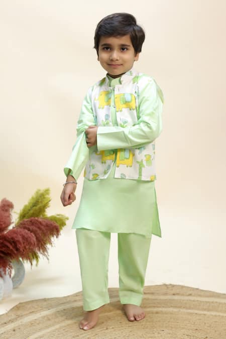 Kalp The Little Maharaja Printed Bundi Kurta Set 