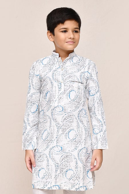 Buy_Jhambthreads_White Silk, Cotton Embroidery Kurta And Pant Set _Online_at_Aza_Fashions