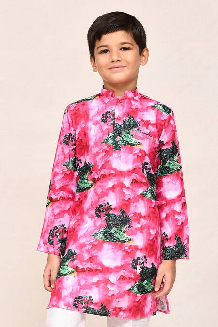 Buy Jhambthreads Pink Silk, Cotton Printed Kurta And Pant Set Online at Aza Fashions Buy_Jhambthreads_Pink Silk, Cotton Printed Kurta And Pant Set _Online_at_Aza_Fashions