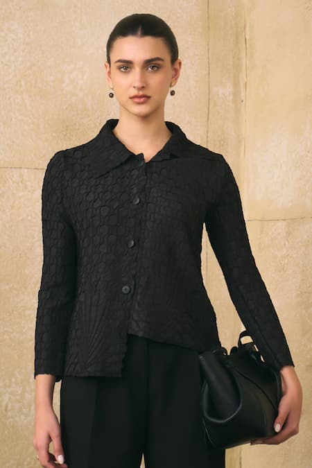Pleats By Aruni Azua Flower Textured Pattern Shirt 