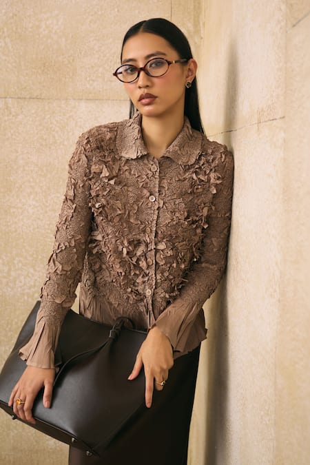 Pleats By Aruni Elsara Textured Pattern Shirt 