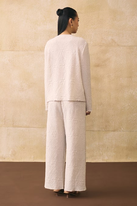 Pleats By Aruni Ganni Textured Pattern Top & Pant Set 