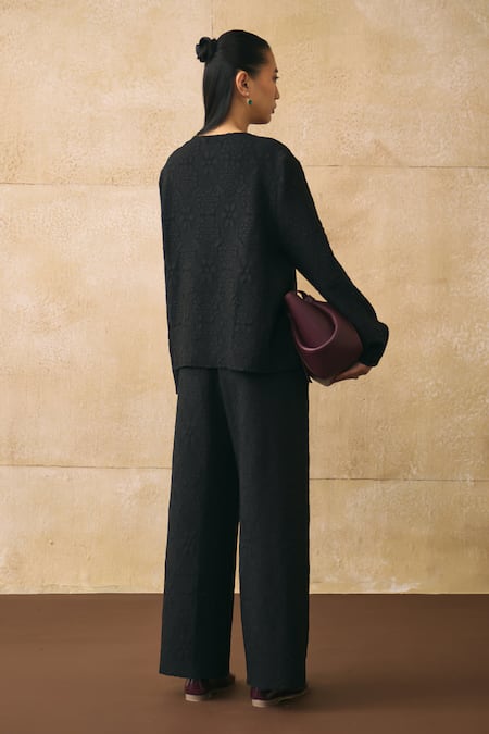 Pleats By Aruni Ganni Flower Pattern Top & Pant Set 