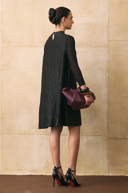 Pleats By Aruni Virtue Flower Textured Pattern A-Line Dress 