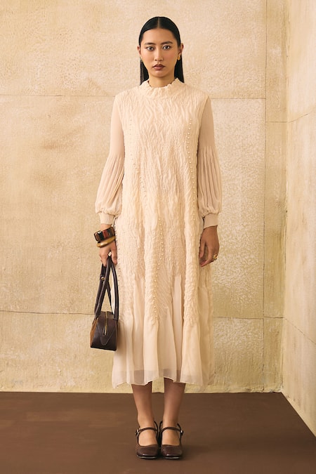 Pleats By Aruni Irenia Crushed Textured Pattern Dress 