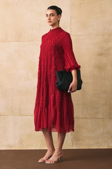 Pleats By Aruni Irenia A-Line Textured Dress 