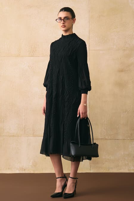 Pleats By Aruni Irenia Crushed Textured Midi Dress 