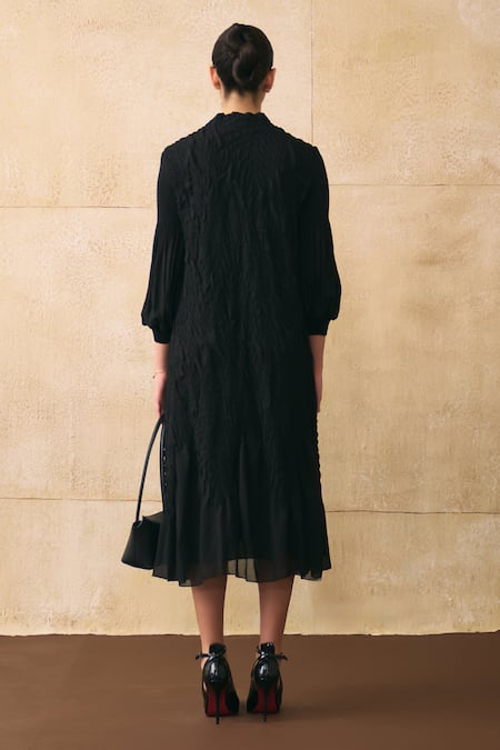 Pleats By Aruni Irenia Crushed Textured Midi Dress 
