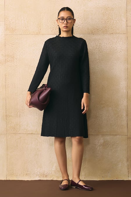 Pleats By Aruni Cors Flower Textured Pattern Dress 