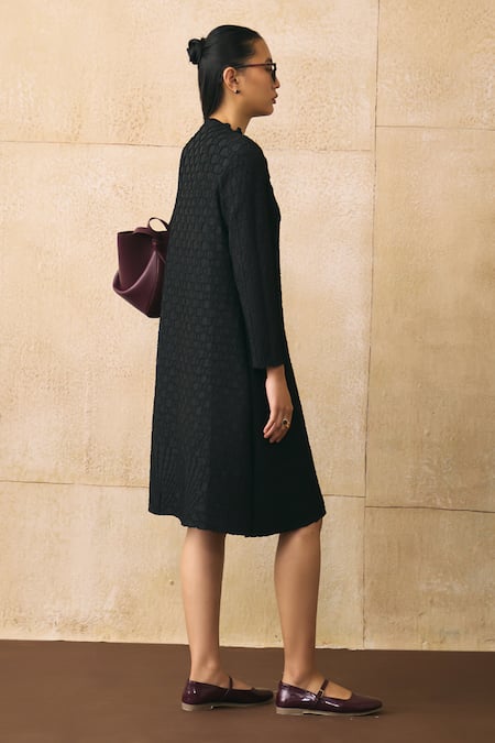 Pleats By Aruni Cors Flower Textured Pattern Dress 