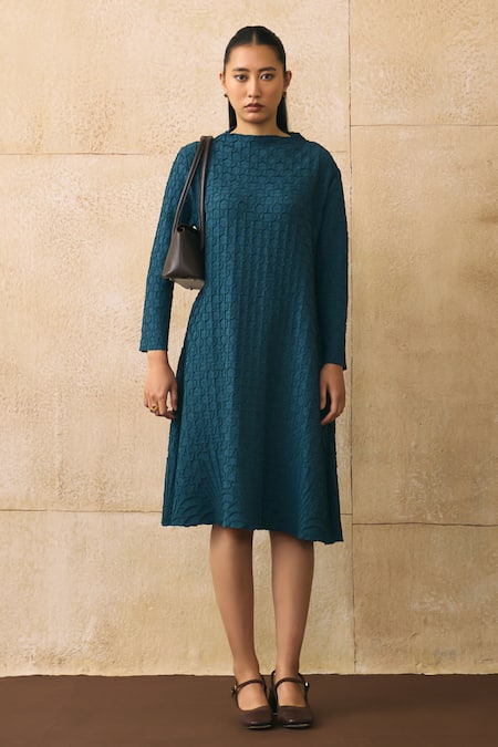 Pleats By Aruni Cors Flower Crushed Textured Dress 