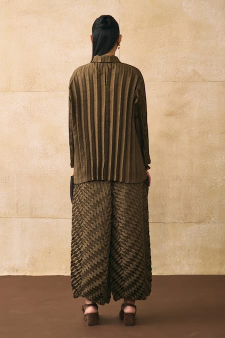 Pleats By Aruni Anatoni Pleated Fabric-Base Crepe Shirt & Pant Set 