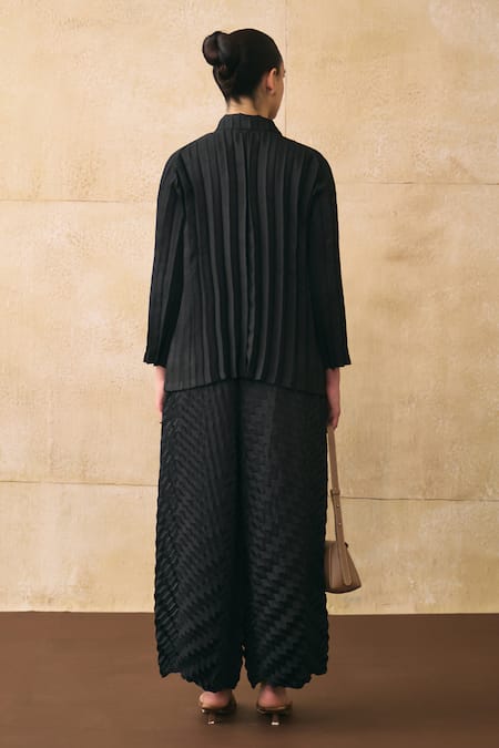 Pleats By Aruni Anatoni Pleated Crepe Shirt & Pant Set 