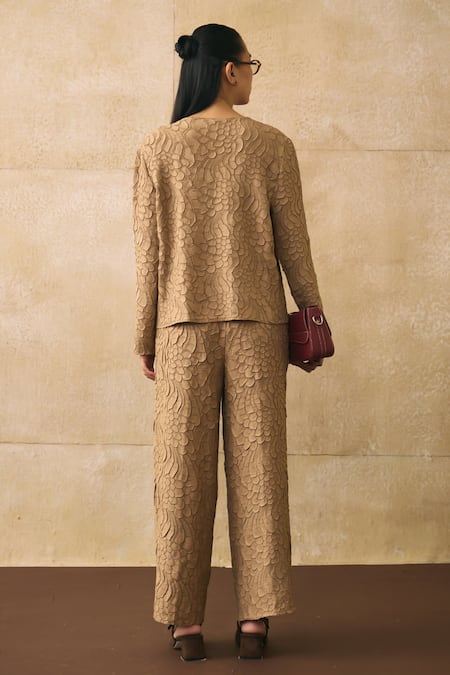 Pleats By Aruni Elnia Textured Crepe Top & Pant Set 