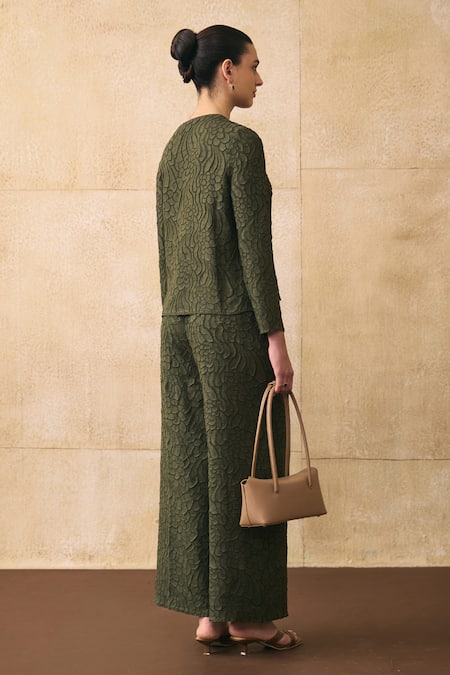 Pleats By Aruni Elnia Textured Crepe Top & Pant Set 