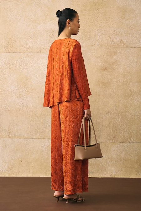 Pleats By Aruni Elnia Crepe Satin Top & Pant Set 