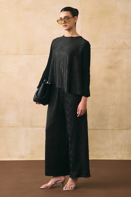 Pleats By Aruni Asymmetric Hem Top & Pant Set 
