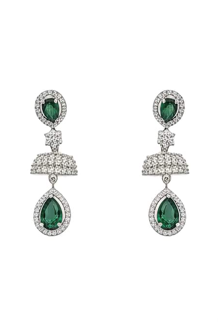 Buy_Minaki_Green Stones, Crystals Embellished Necklace Set_Online_at_Aza_Fashions