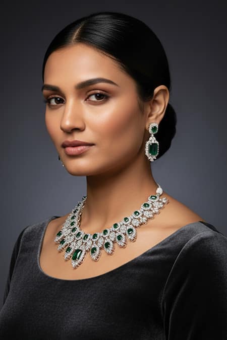 Minaki Stone Embellished Necklace Set 