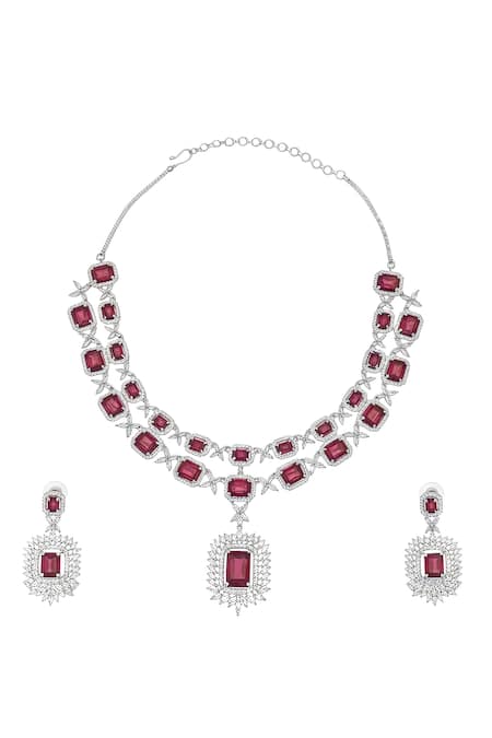 Minaki Geometric Embellished Necklace Set 