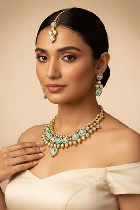 Minaki Kundan Meenakari Necklace Set 