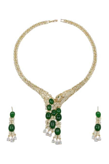 Minaki Contrast Stone Embellished Necklace Set 