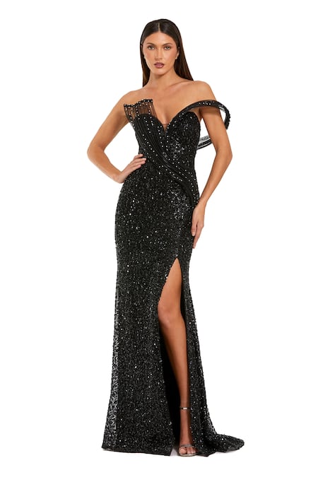 Mac Duggal Sequin And Beaded Gown 