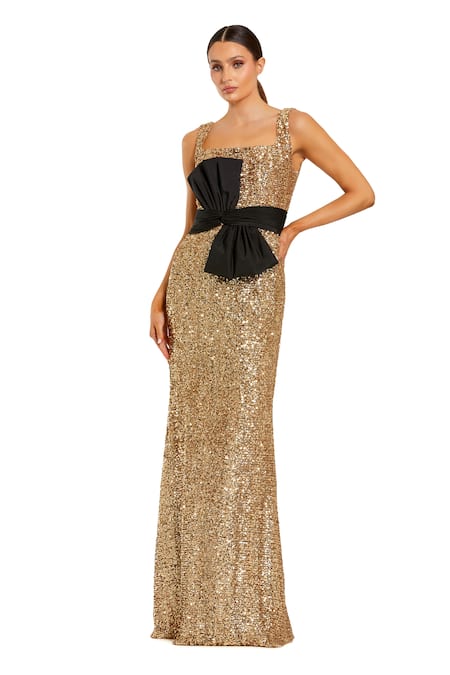 Mac Duggal Statement Faille Bow Sequin Gown 