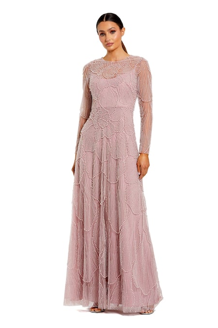 Mac Duggal Pearl & Beaded Embellished Gown 